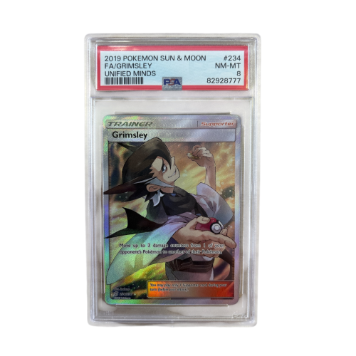 Pokémon Sun&Moon FA Grimsley Unified Minds PSA 8